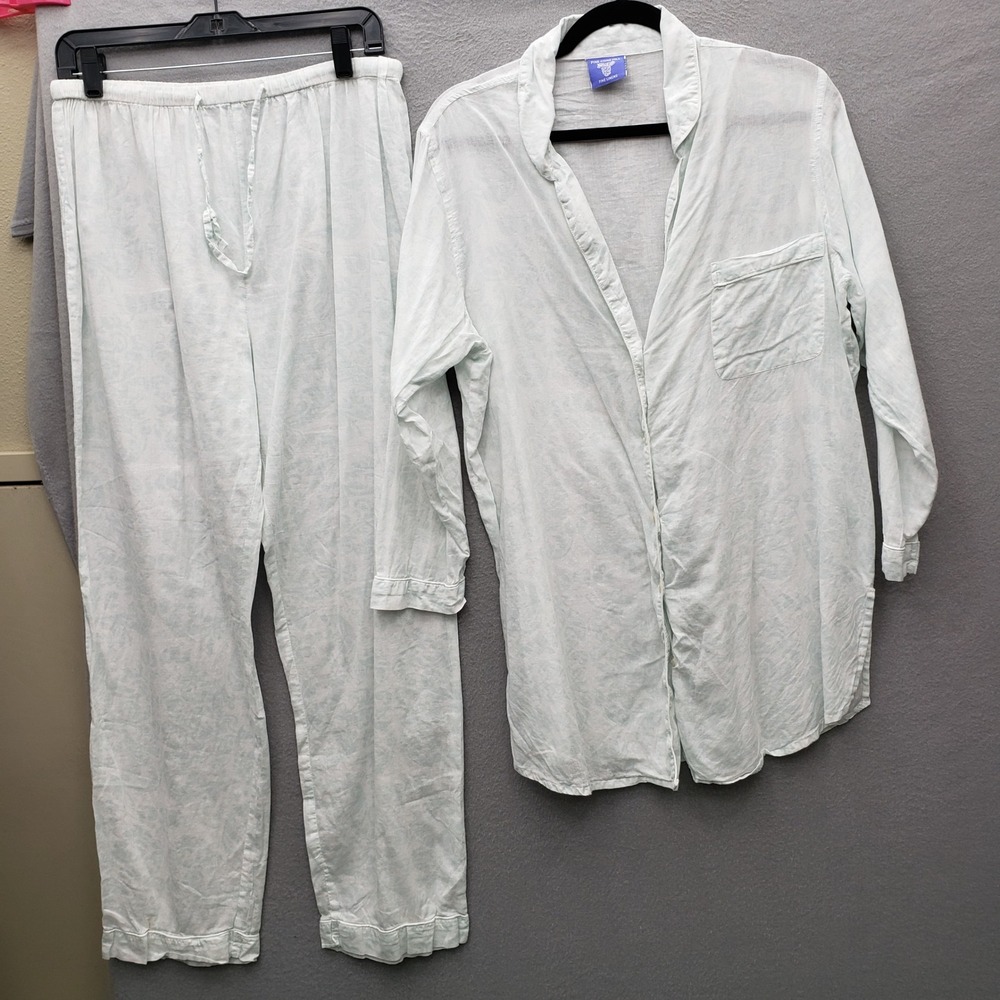Pine Cone Hill Fine Linens Pajama Set White Coastal Natural Minimalist Women's L
